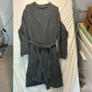 brooklinen dream weave green belted waffle robe adult size L 100% Turkish Cotton